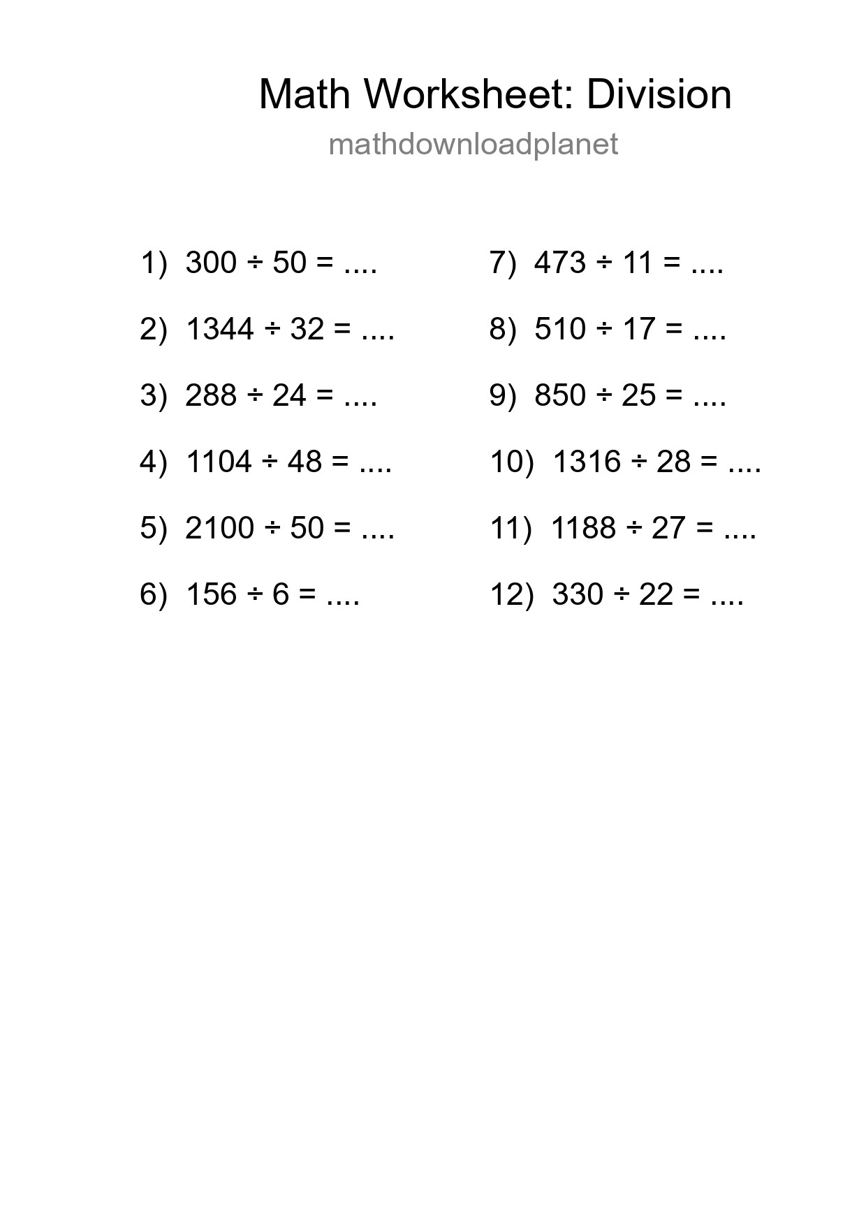 Free 12 Division Math Worksheet For Grade 2 - Part 158