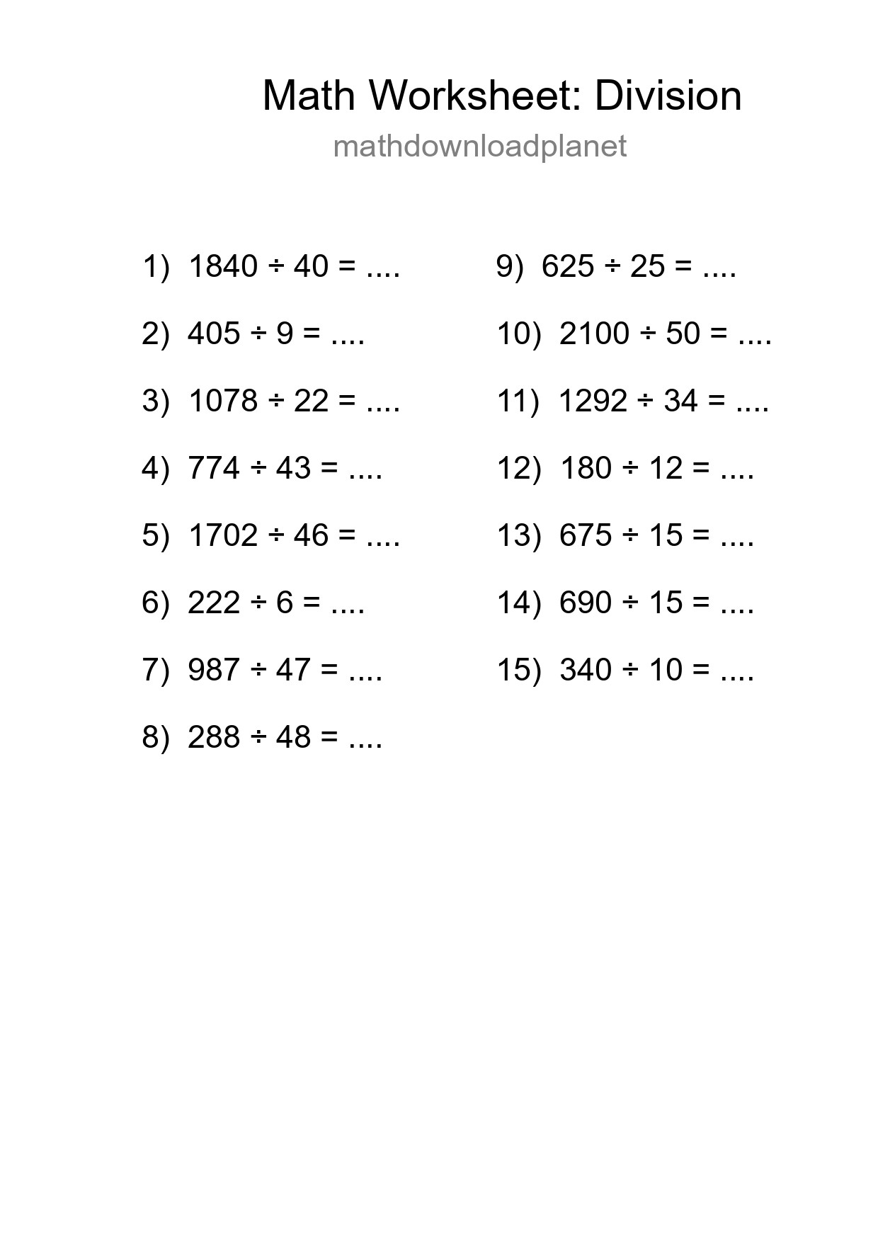 Free 15 Division Math Worksheet For Grade 2 With Answers - Part 59