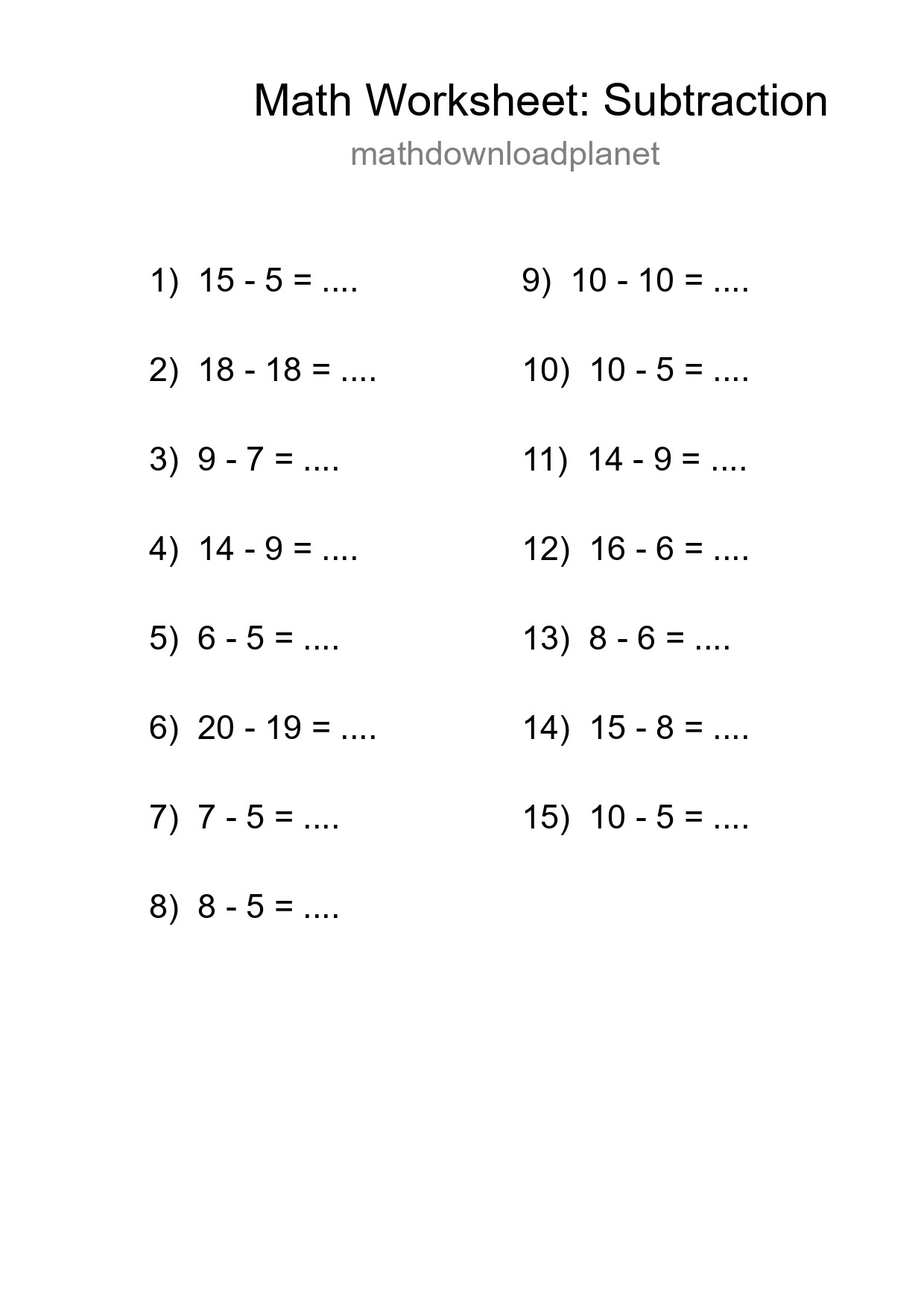 Free 15 Subtraction Math Worksheet For Grade 2 - Part 272