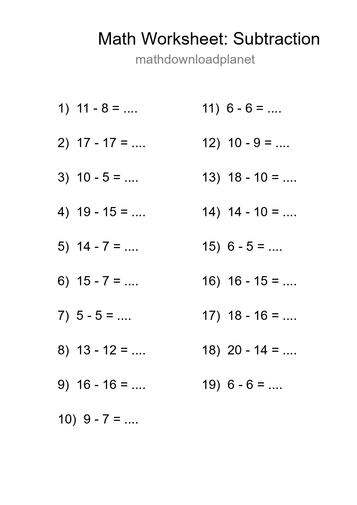 Free 19 Subtraction Math Worksheet For Grade 2 - Part 151