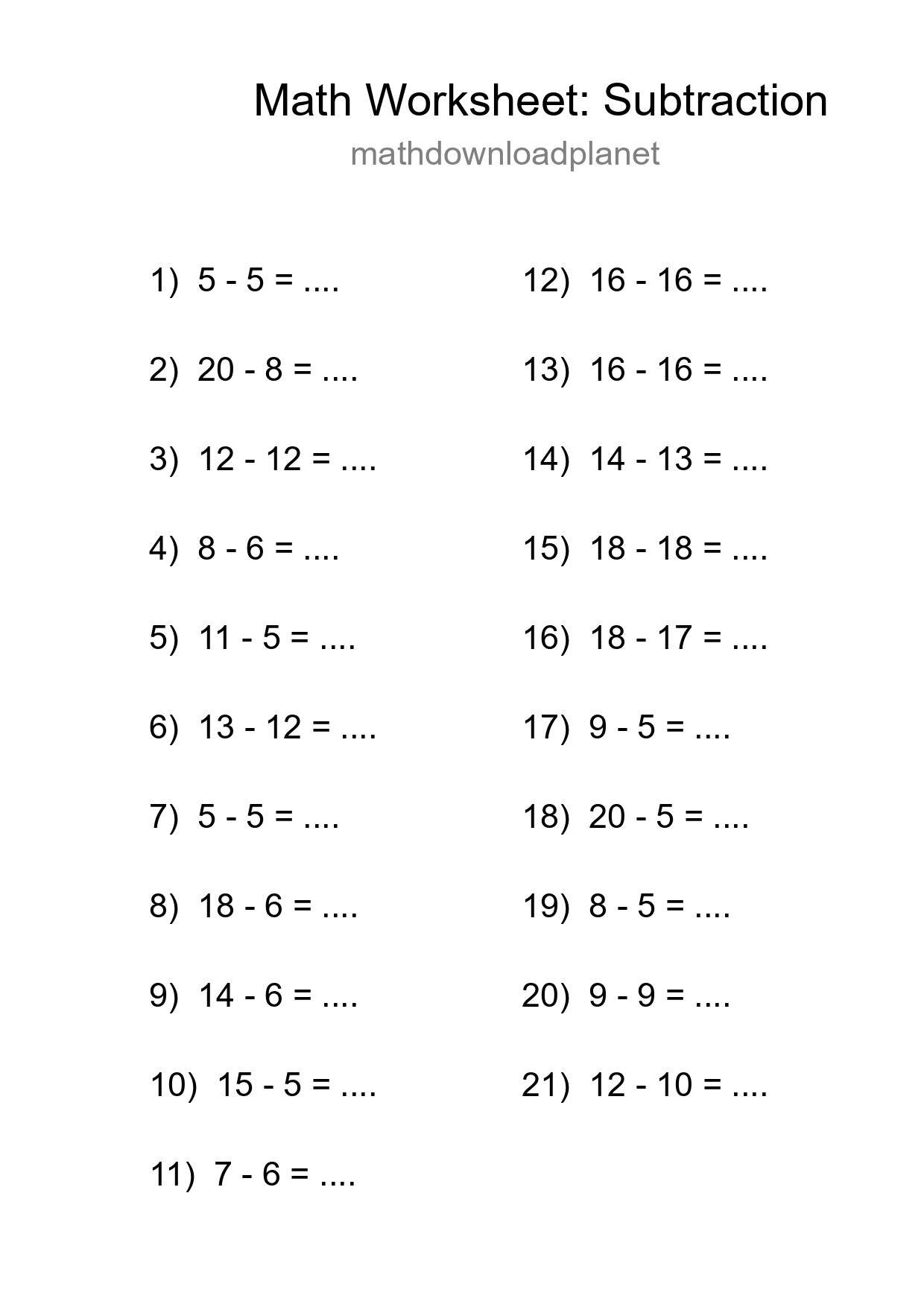 Free 21 Subtraction Math Worksheet For Grade 2 - Part 19