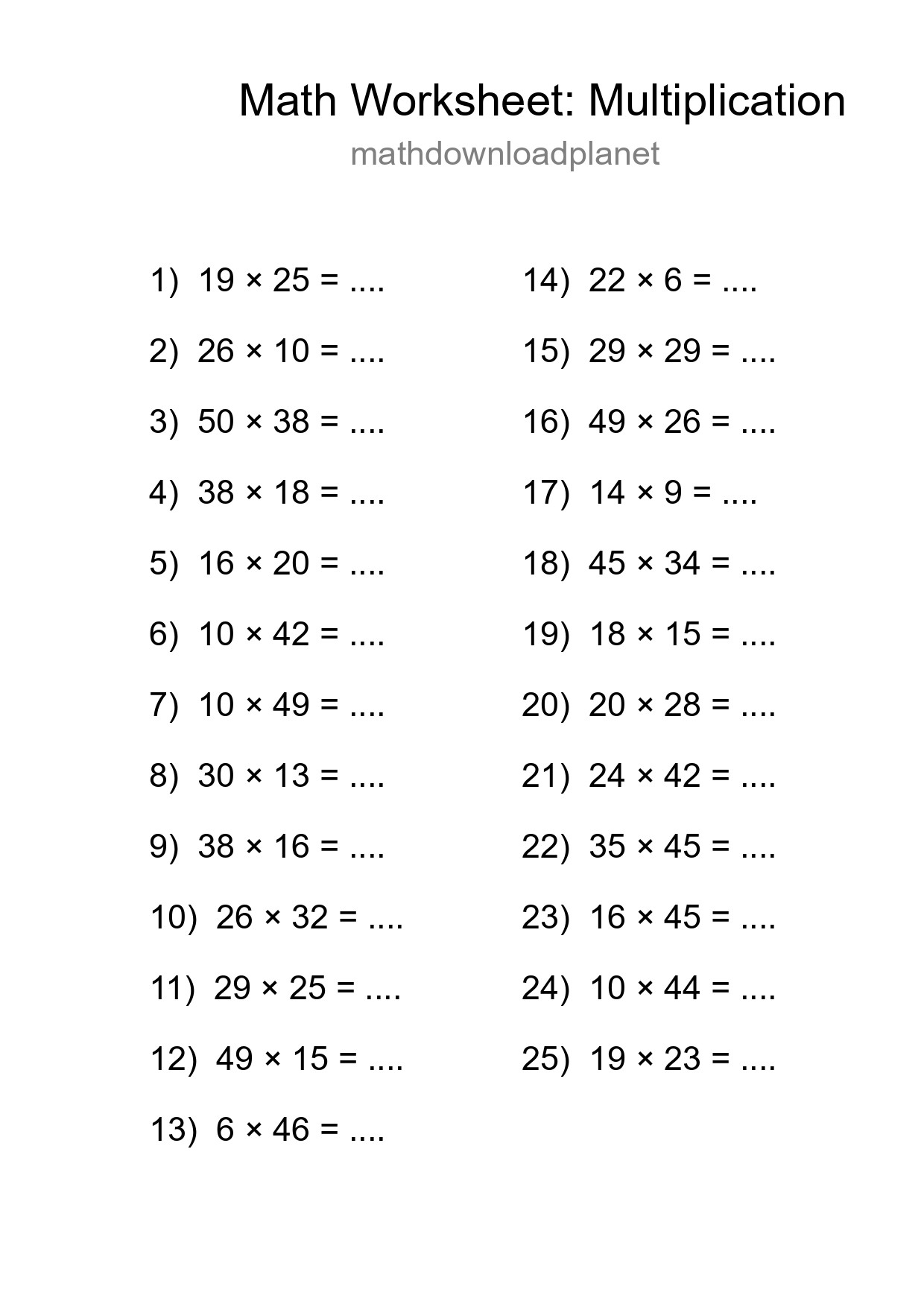 Free 25 Multiplication Math Worksheet For Grade 2 - Part 271