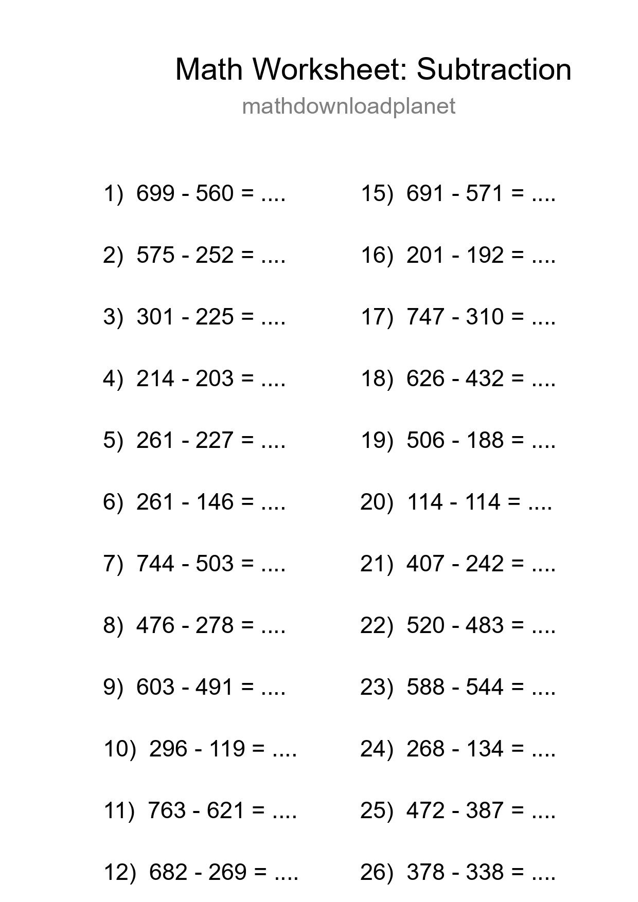 Free 27 Subtraction Math Worksheet For Grade 5 With Answers - Part 63