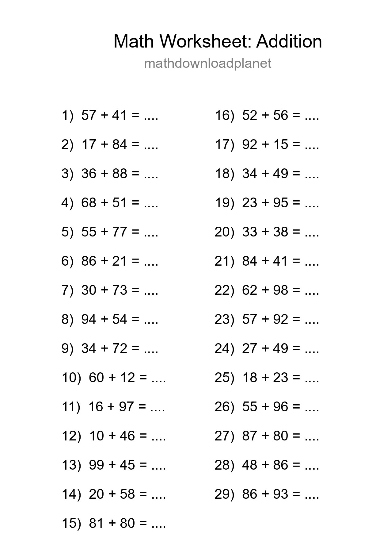 Free 29 Addition Math Worksheet For Grade 3 With Answers - Part 188