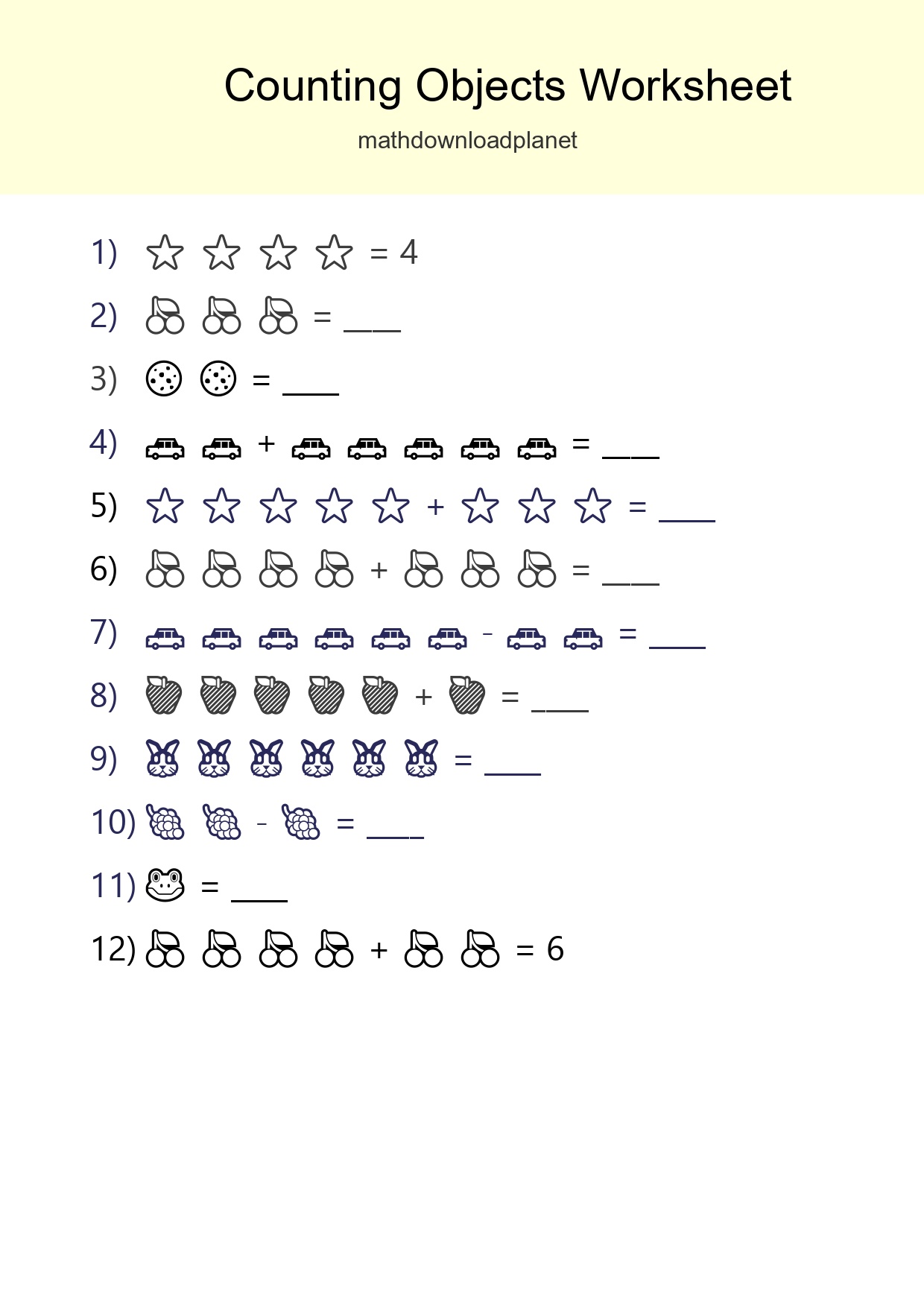 Free Counting Objects Worksheet For Kindergarten Printable - Part 102