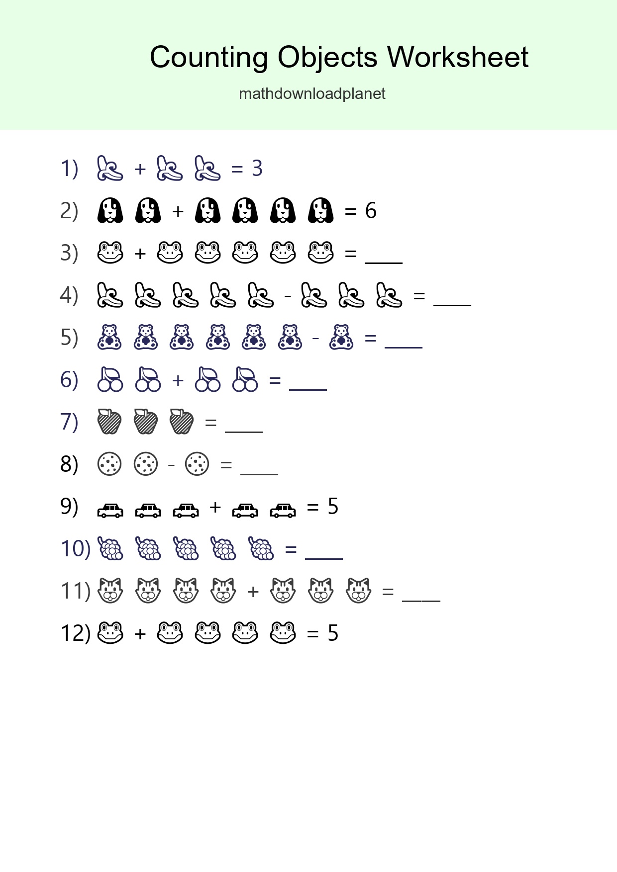 Free Counting Objects Worksheet For Kindergarten Printable - Part 25
