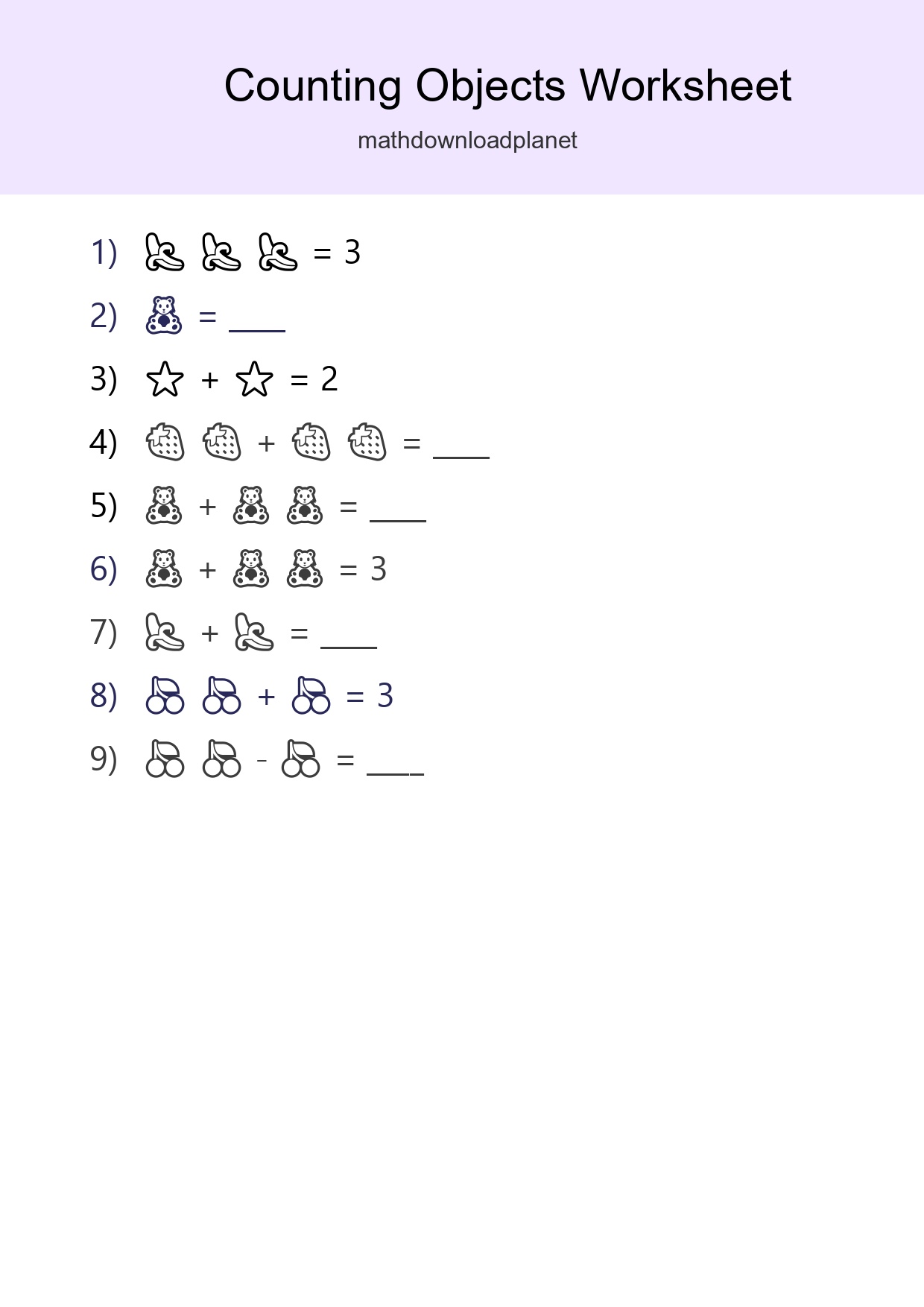 Free Counting Objects Worksheet For Pre-K - Part 201
