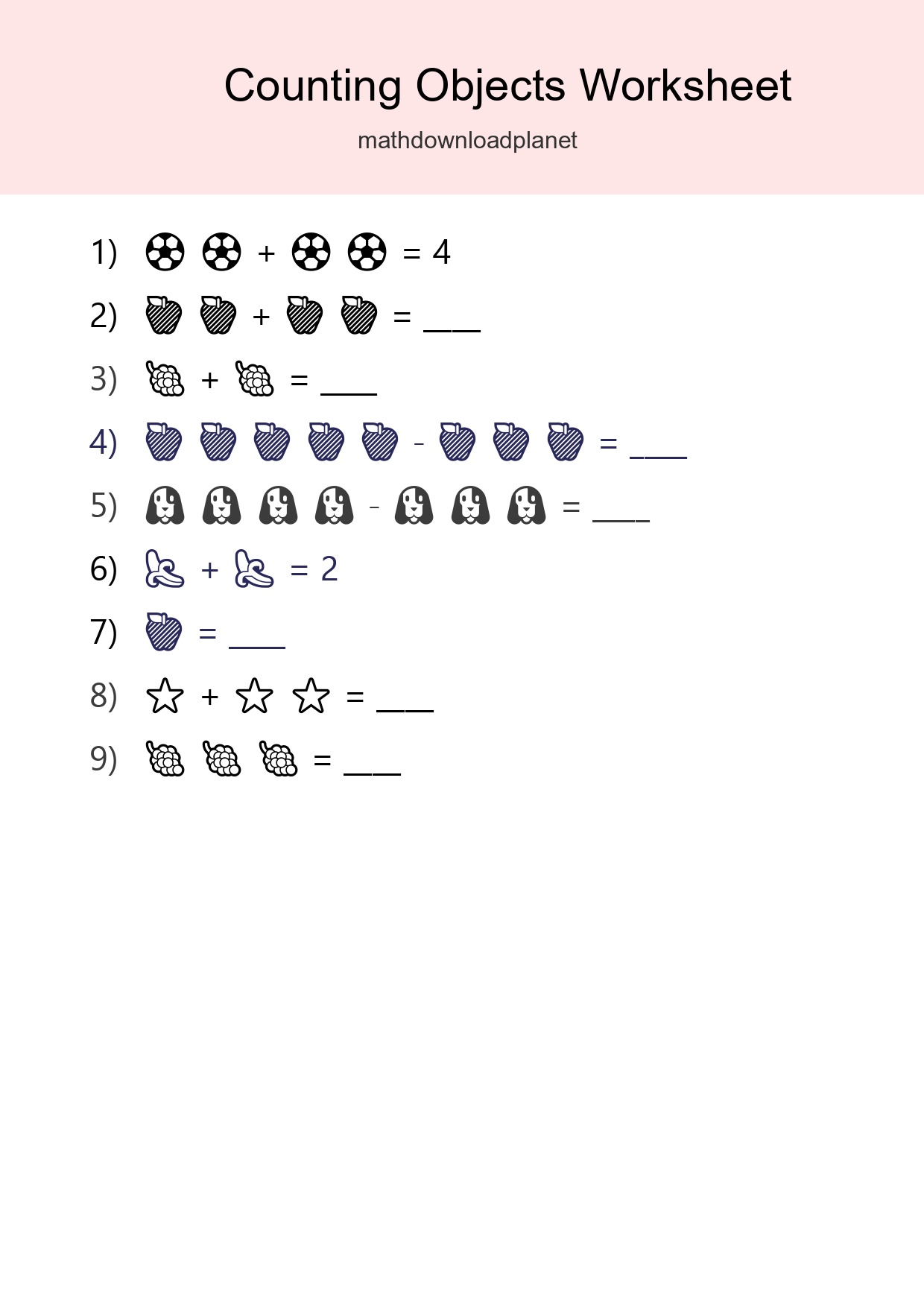 Free Counting Objects Worksheet For Pre-K Printable - Part 179