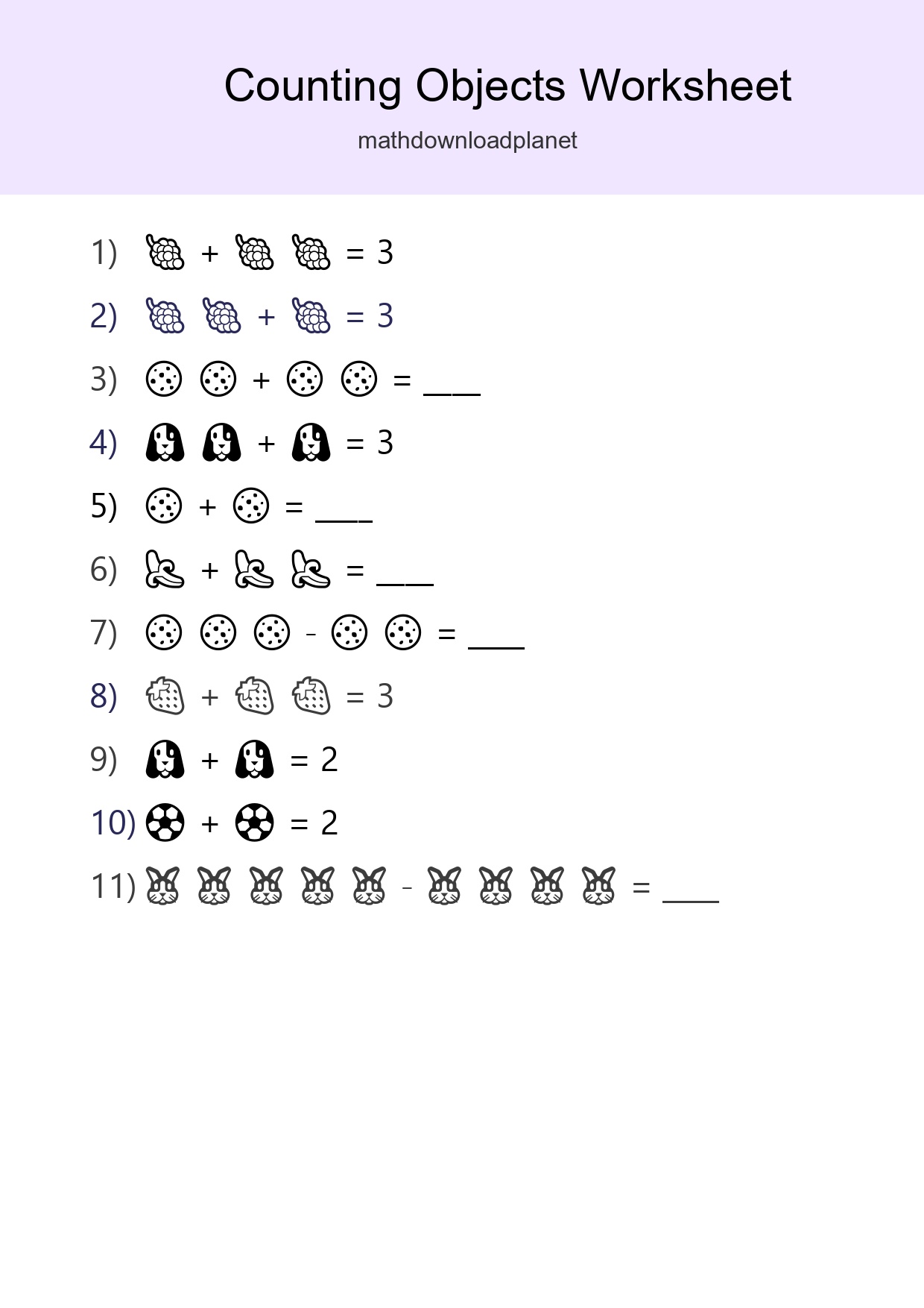 Free Counting Objects Worksheet For Pre-K Printable - Part 190