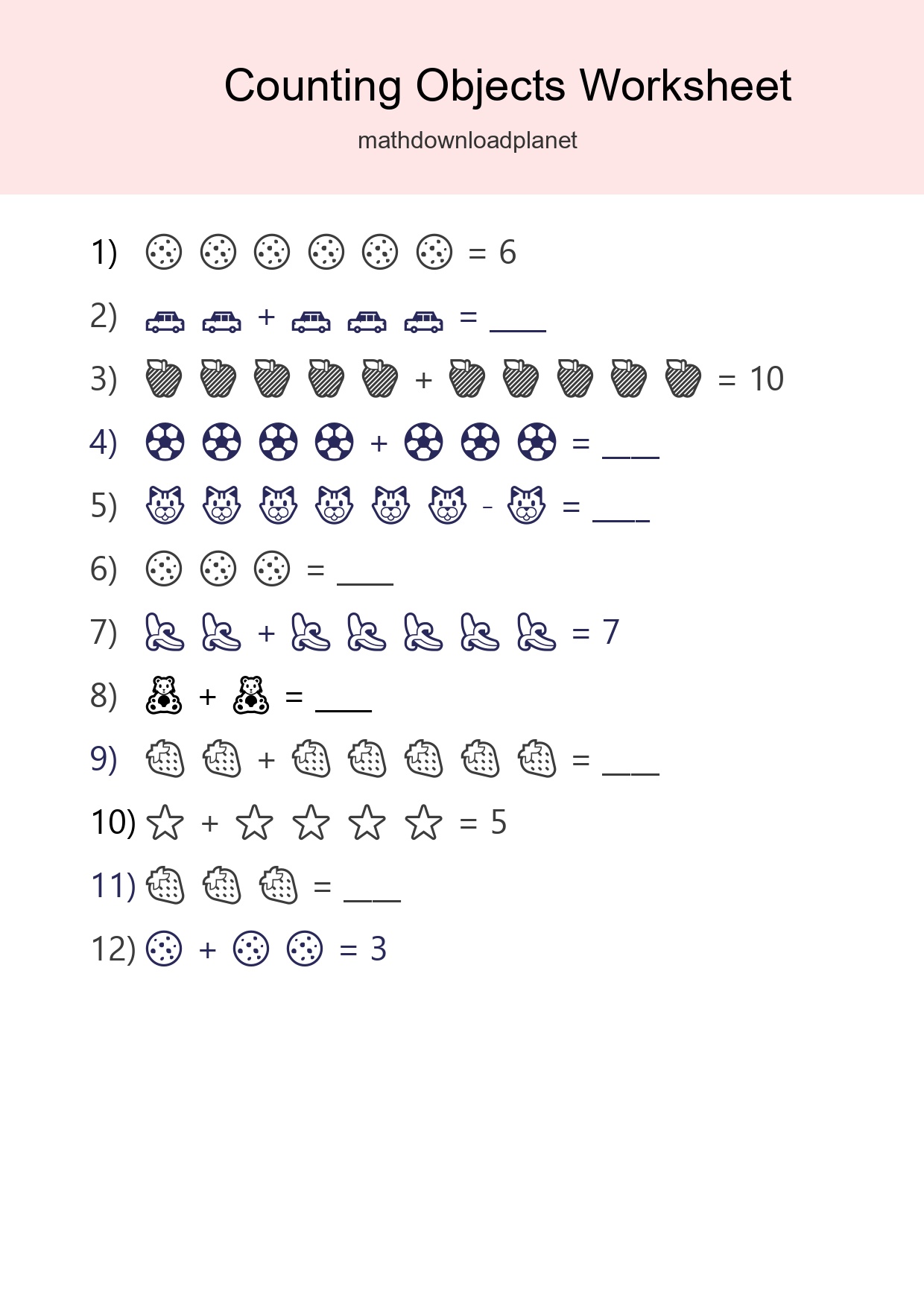 Kindergarten Count The Objects Worksheet - Part 113