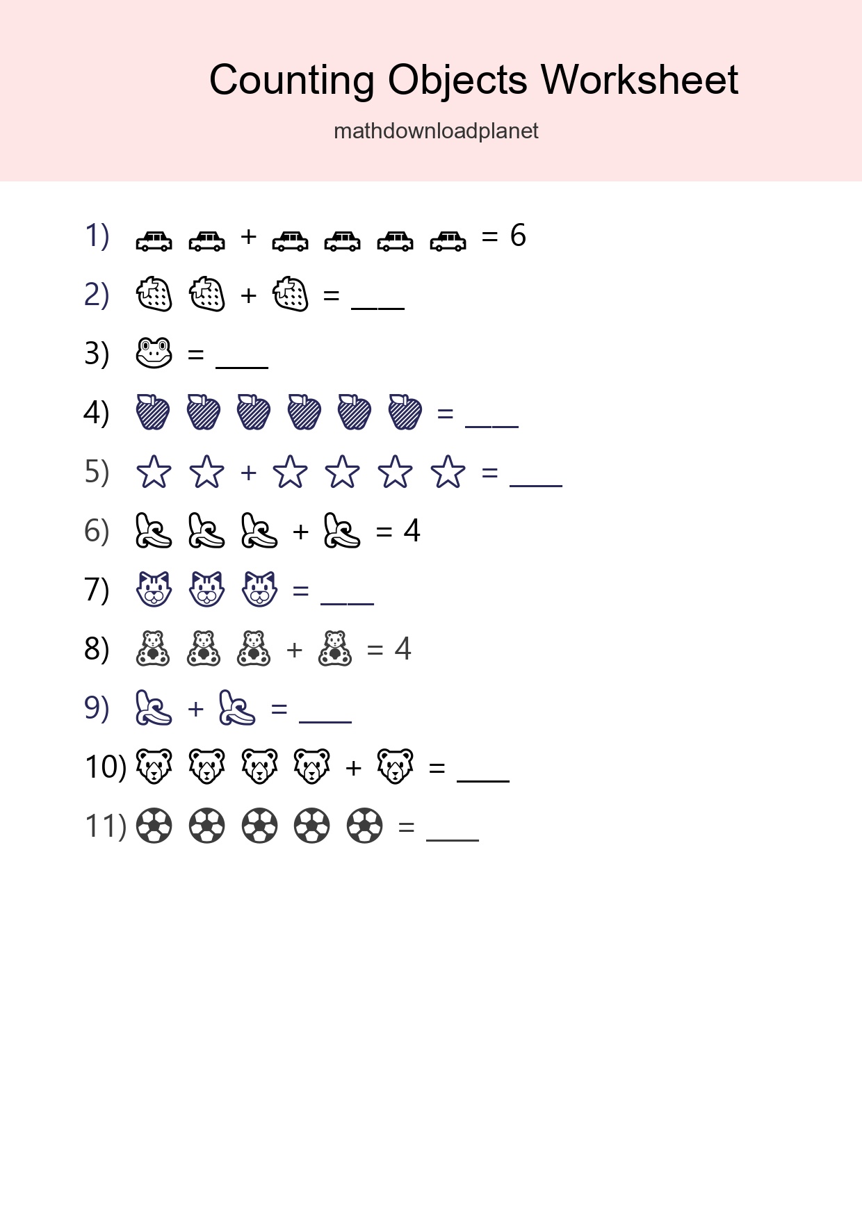 Kindergarten Count The Objects Worksheet - Part 135