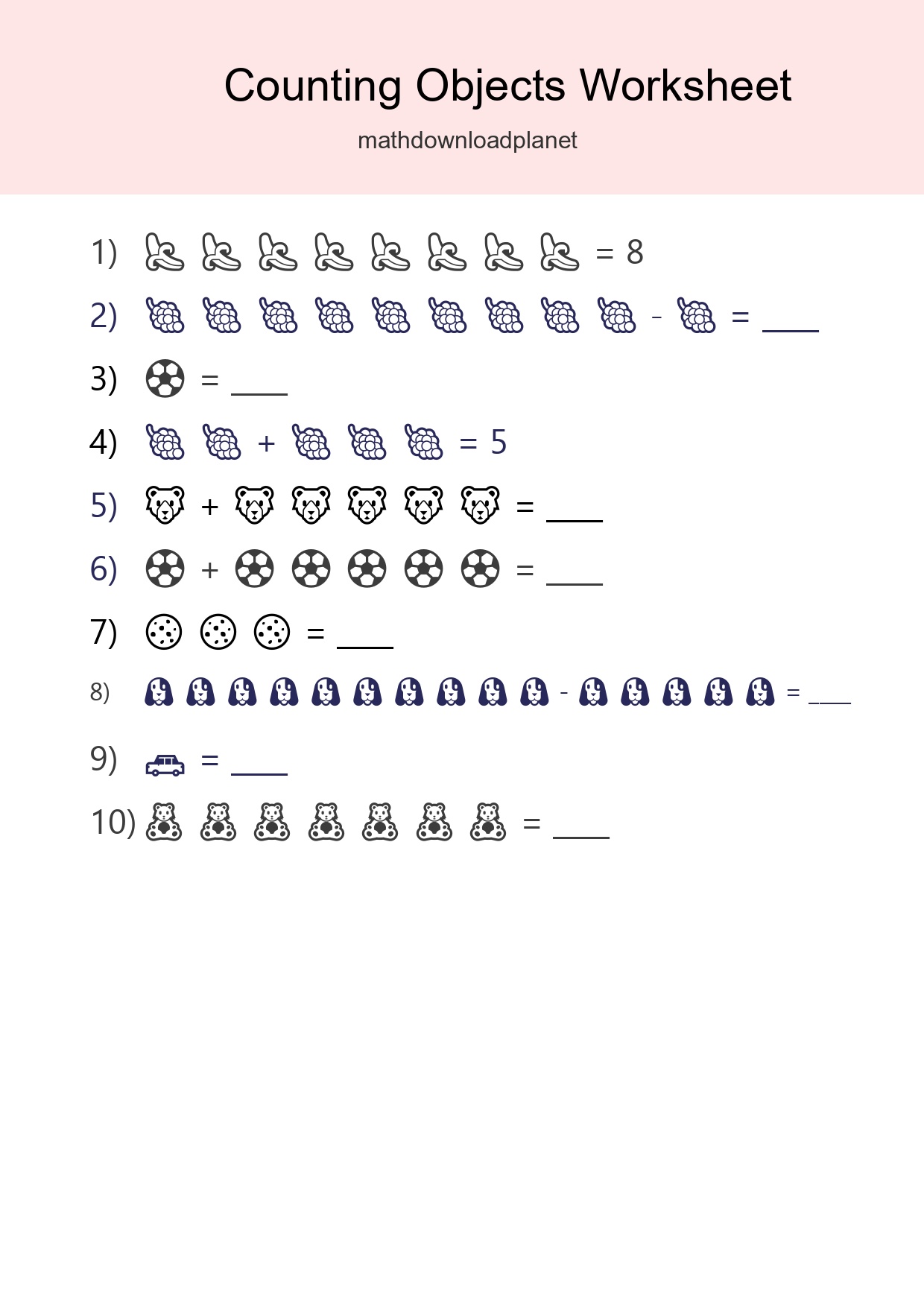 Kindergarten Count The Objects Worksheet - Part 223