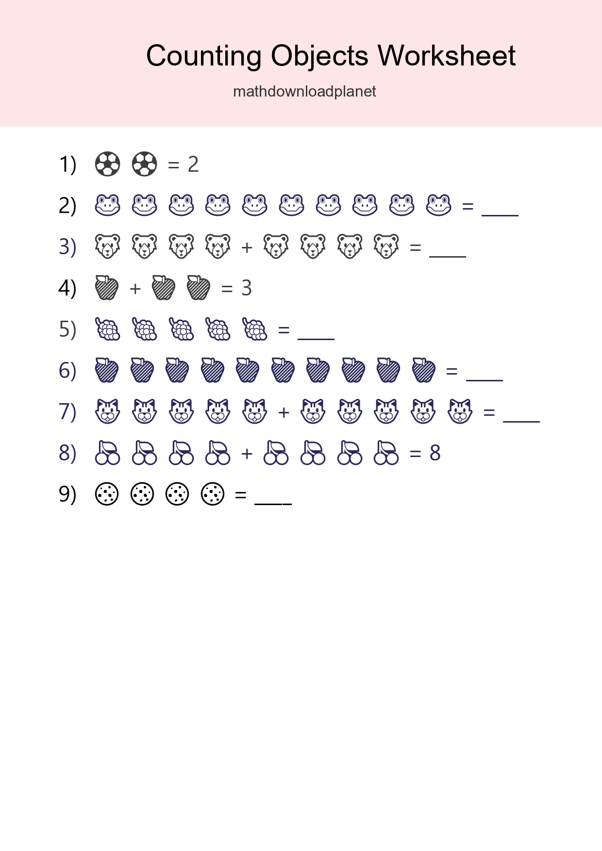 Kindergarten Count The Objects Worksheet - Part 256