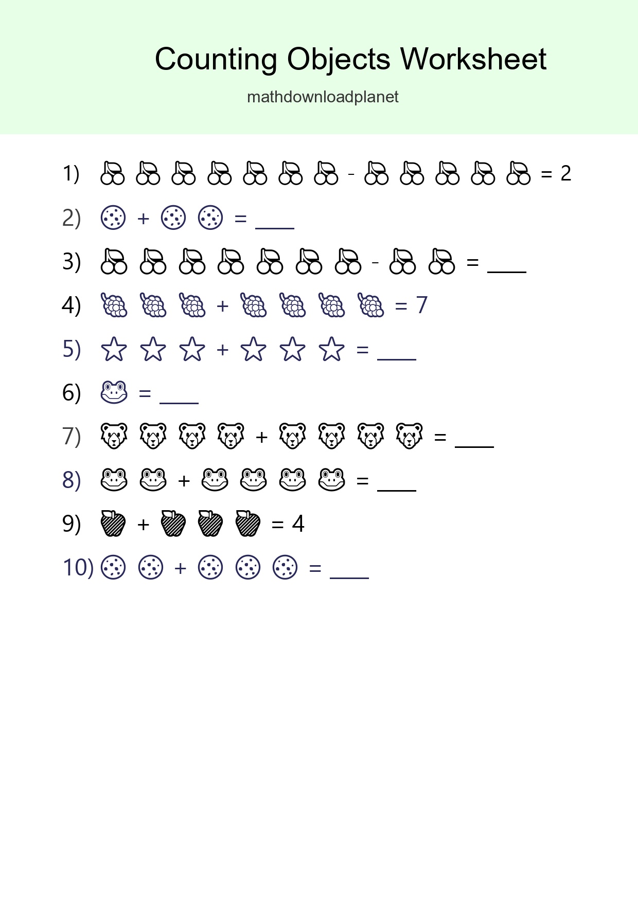Kindergarten Count The Objects Worksheet - Part 58