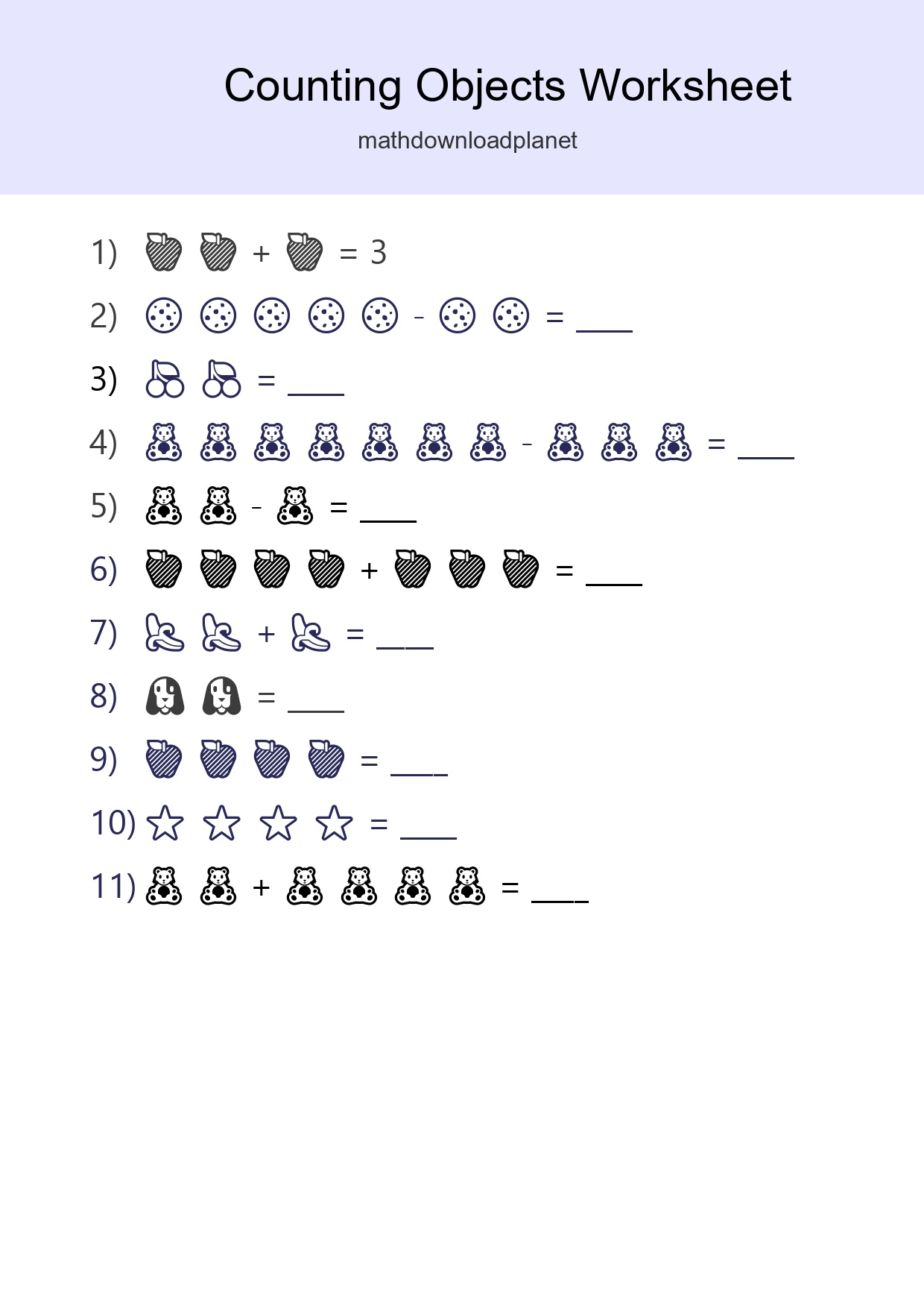 Kindergarten Count The Objects Worksheet - Part 91