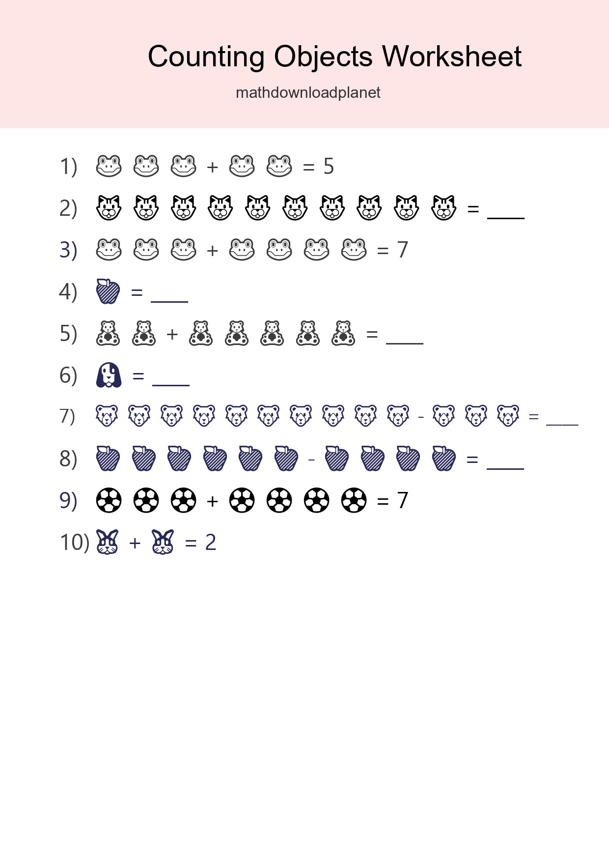 Learn Counting With Pictures Worksheet (Kindergarten) - Part 14