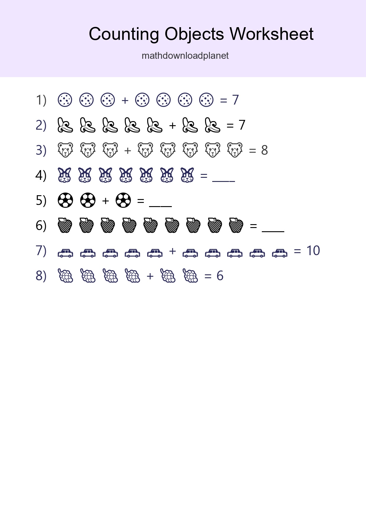 Learn Counting With Pictures Worksheet (Kindergarten) - Part 146