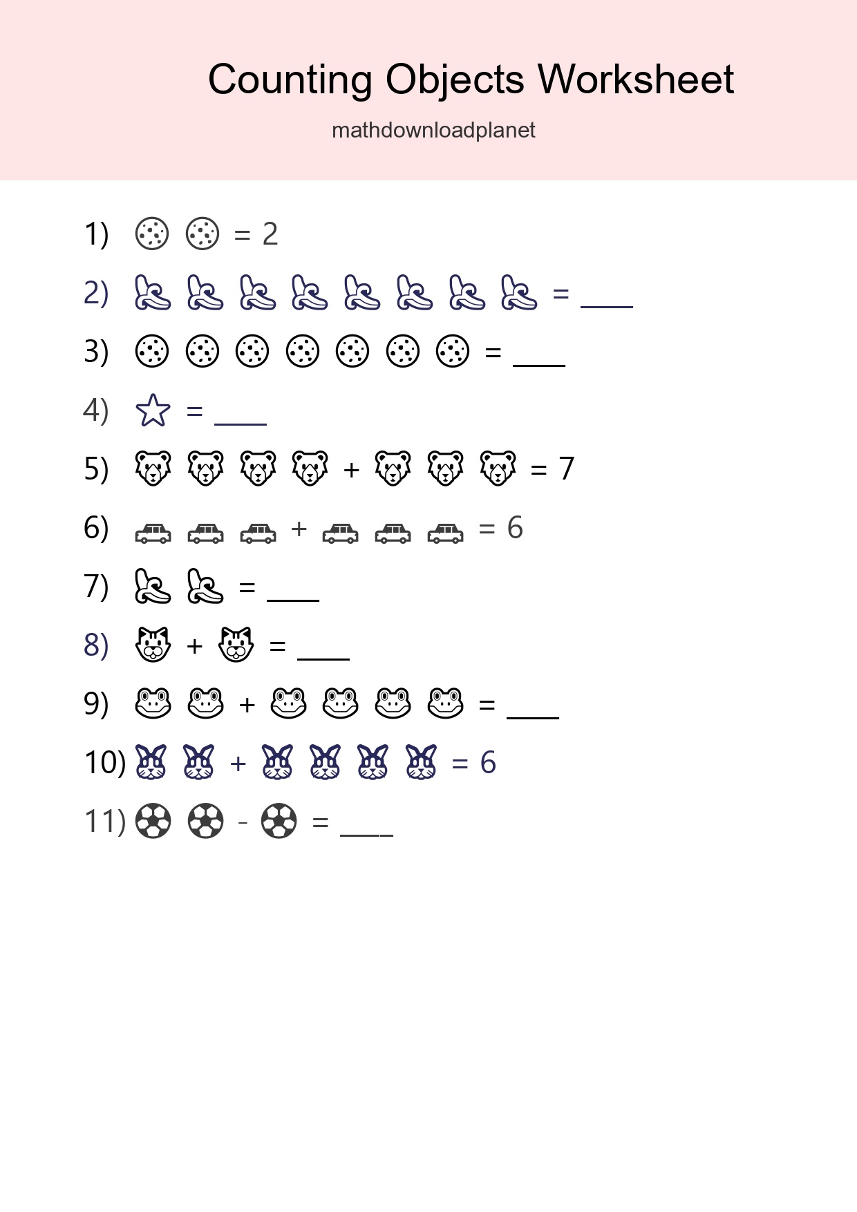 Learn Counting With Pictures Worksheet (Kindergarten) - Part 80