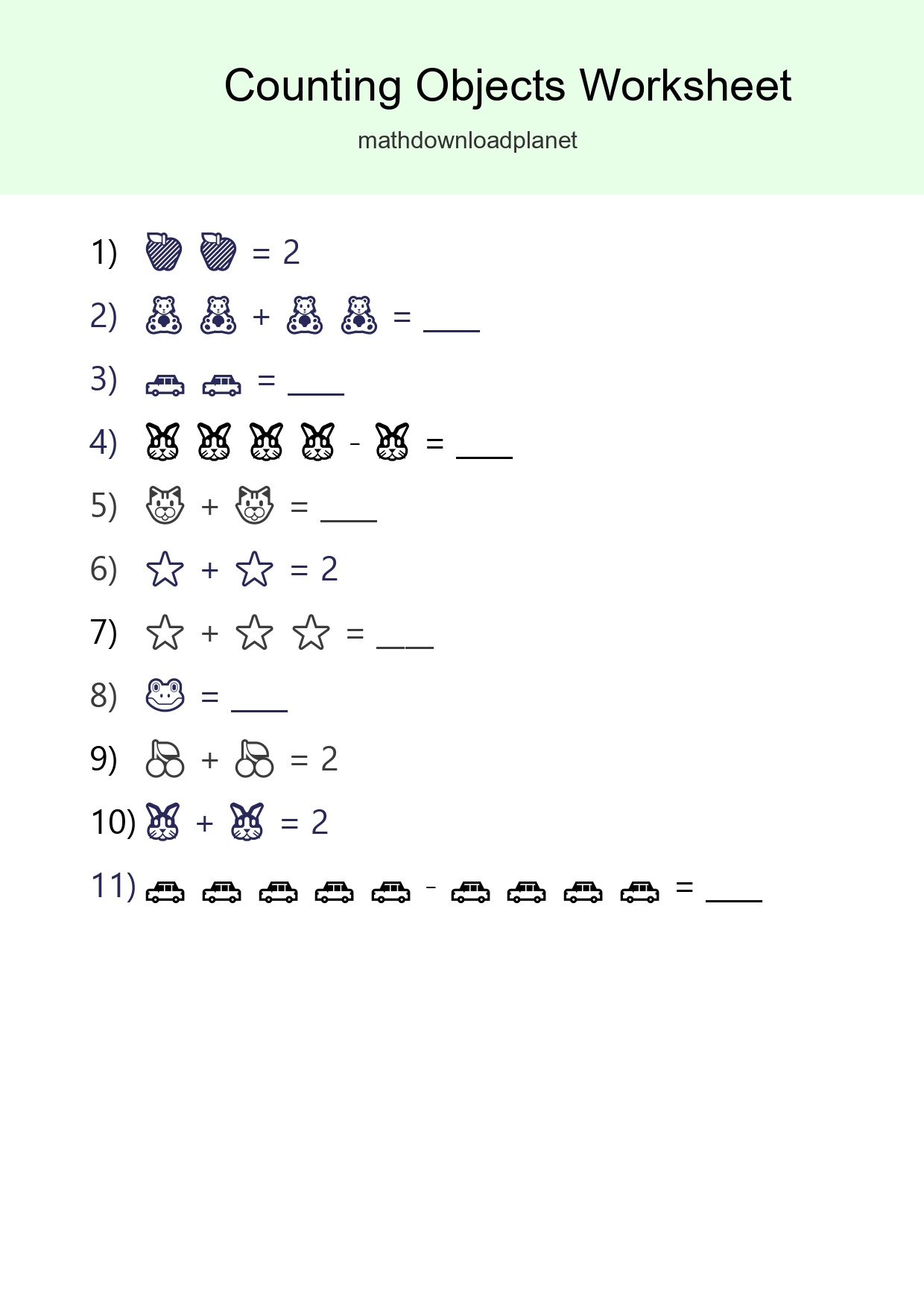 Pre-K Count The Objects Worksheet - Part 278