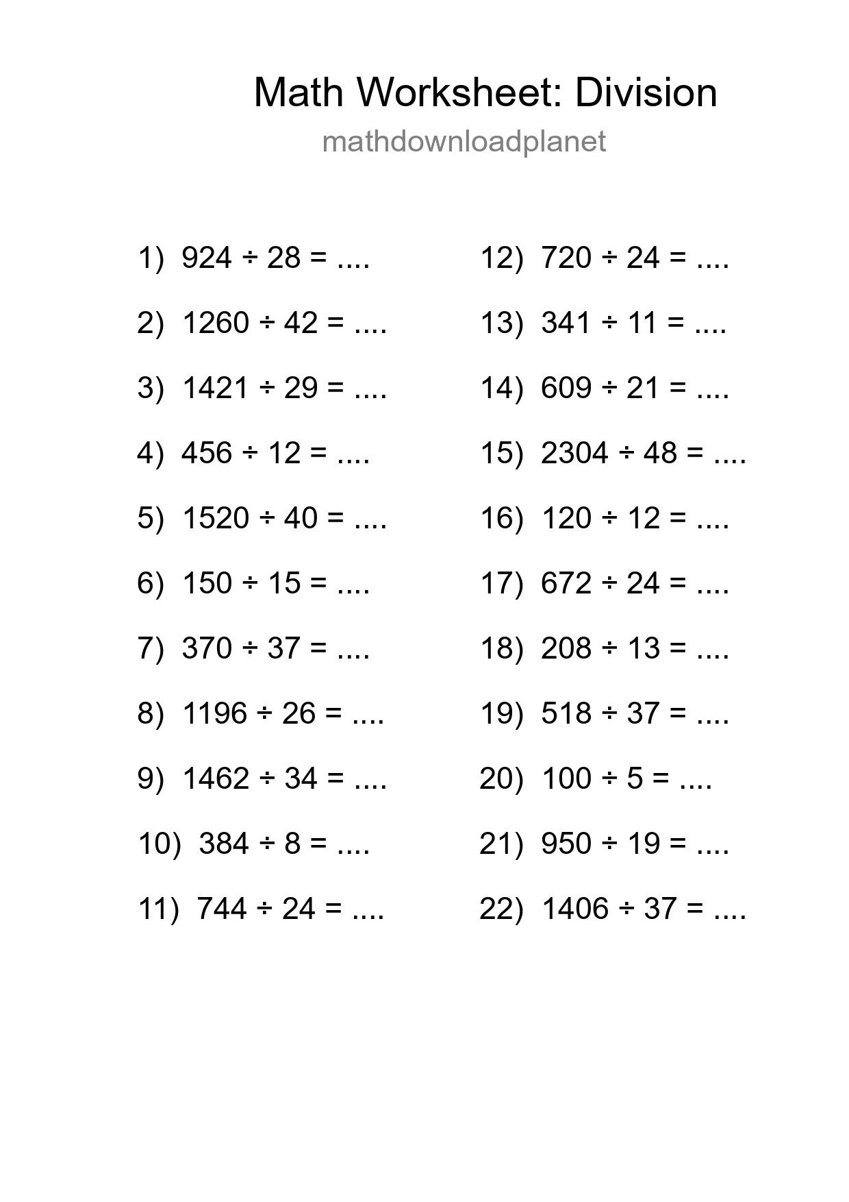 Printable Free 22 Division Math Worksheet For Grade 2 - Part 92